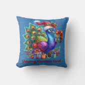 Kerst pauw in Santa Hat het leveren van Cheer Kussen (Voorkant)