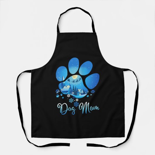 Kerst Paw Dog Mam Schort (Voorkant)