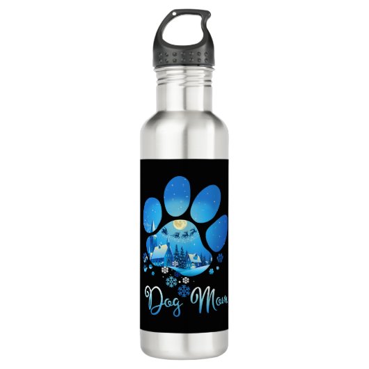Kerst Paw Dog Mam Waterfles (Voorkant)