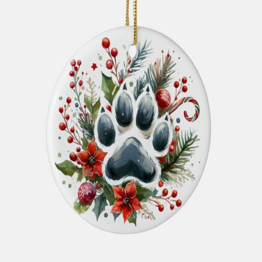 Kerst Paw Print Keramisch Ornament (Rechts)