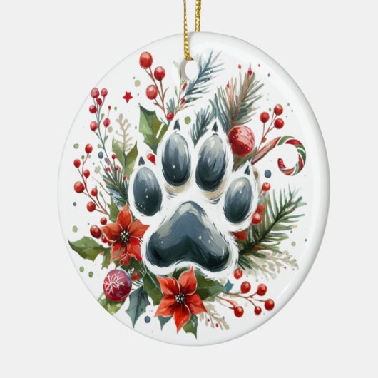 Kerst Paw Print Keramisch Ornament (Links)