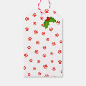 Kerst Paw Prints Holly Love Pet Name Vakantie Cadeaulabel (Achterkant)