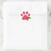 Kerst Paw Prints Holly Vakantie Huisdieren Plezier Ronde Sticker (Tas)