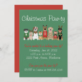 Kerst Pawty Dog Vakantie Rood Groen Kaart (Voorkant / Achterkant)