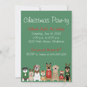 Kerst Pawty Dog Vakantie Rood Groen Kaart