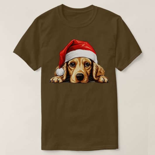 Kerst Peeking Cocker Spaniel Hond T-shirt (Design voorkant)