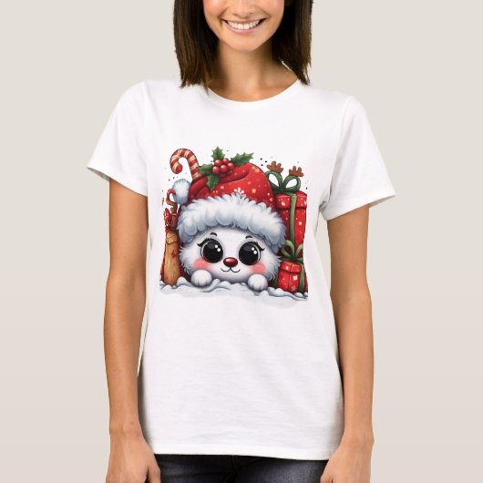 Kerst Peeking T-shirt (Voorkant)