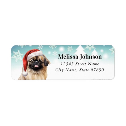 Kerst Pekinees hond retour adreslabels Etiket (Voorkant)