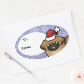 Kerst Pekingese (puppy cut) Ovale Sticker (Envelop)