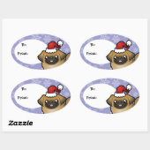 Kerst Pekingese (puppy cut) Ovale Sticker (Vel)