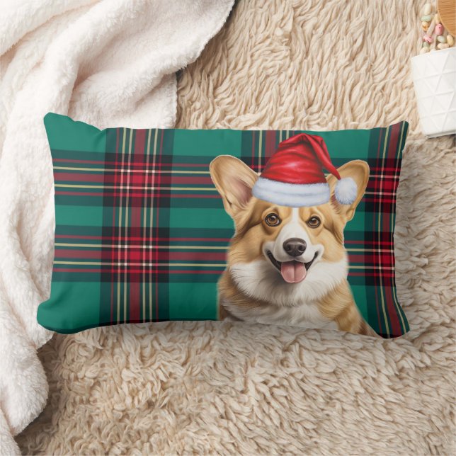 Kerst Pembroke Welsh Corgi Dog Holiday Plaid Kussen (Deken)
