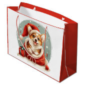 Kerst Pembroke Welsh Corgi Puppy Groot Cadeauzakje (Achterkant Gekanteld)