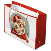 Kerst Pembroke Welsh Corgi Puppy Groot Cadeauzakje (Voorkant Gekanteld)