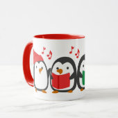 Kerst-Penguin Barbershop-Kwartet Mok (Voorkant links)
