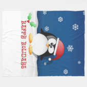 Kerst Penguïn Fleece Deken (Voorkant (Horizontaal))