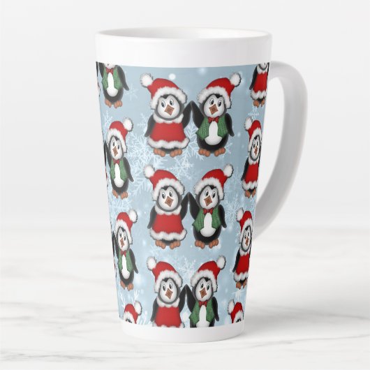 Kerst Penguins Vakantie Latte Mok (Rechterhoek)