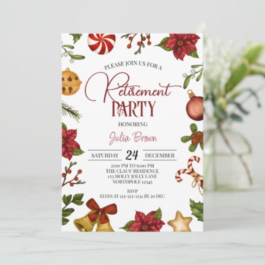 Kerst Pensioen Partij Kaart (Staand voorkant)