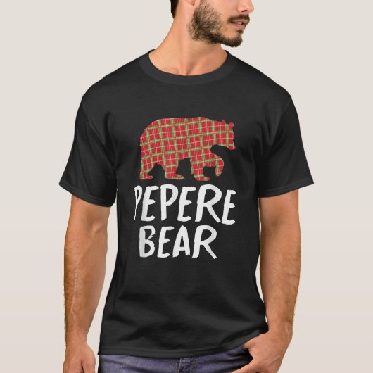 Kerst Pepere Beer Red Buffalo Plaid Xmas Falim T-shirt (Voorkant)
