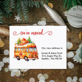 Kerst peperkoek bus We hebben verhuisd Feestdagenkaart