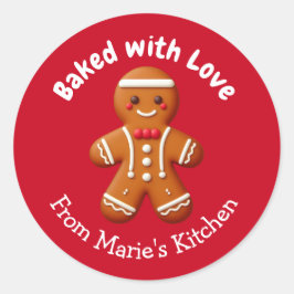  kerst peperkoek gebakken met liefde ronde sticker