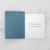 Kerst peperkoek huis met een sneeuwpop kaart (Binnen)