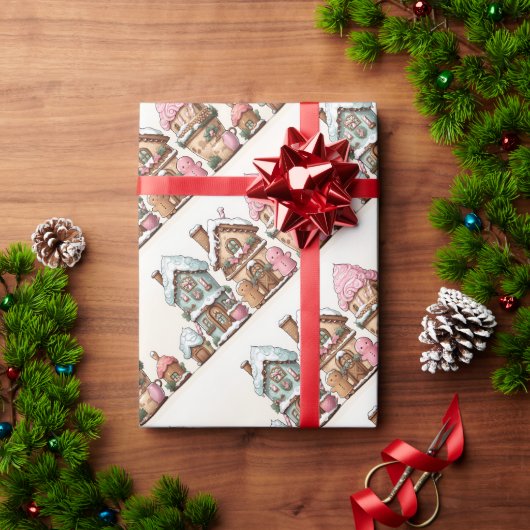Kerst peperkoek huizen cadeaupapier (Feestdagen Geschenken)