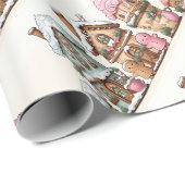 Kerst peperkoek huizen cadeaupapier (Rol Hoek)