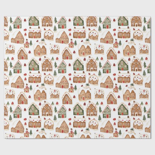 Kerst peperkoek huizen inpakpapier (Vlak)