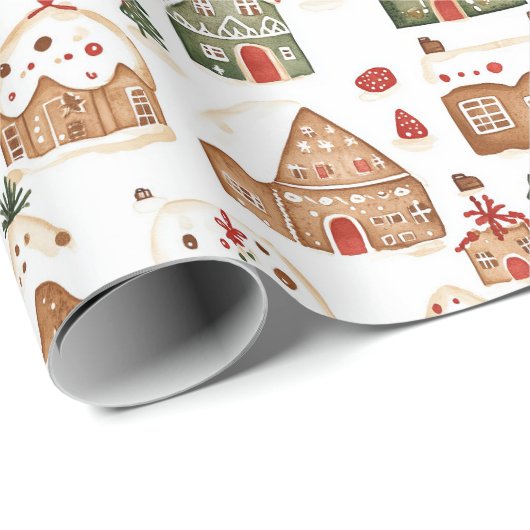 Kerst peperkoek huizen inpakpapier (Rol Hoek)