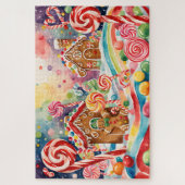 Kerst peperkoek huizen puzzel legpuzzel (Verticaal)