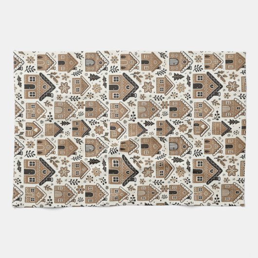 Kerst peperkoek huizen theedoek (Horizontaal)