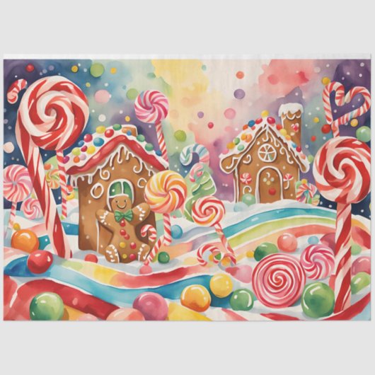 Kerst peperkoek huizen tissue papier (Voorkant)