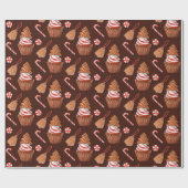 Kerst peperkoek koekje cupcake cadeaupapier (Vlak)