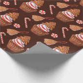 Kerst peperkoek koekje cupcake cadeaupapier (Hoek)