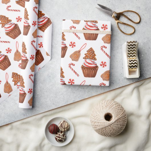 Kerst peperkoek koekje cupcake cadeaupapier (Crafts)