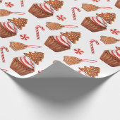 Kerst peperkoek koekje cupcake cadeaupapier (Hoek)