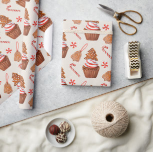 Kerst peperkoek koekje cupcake cadeaupapier