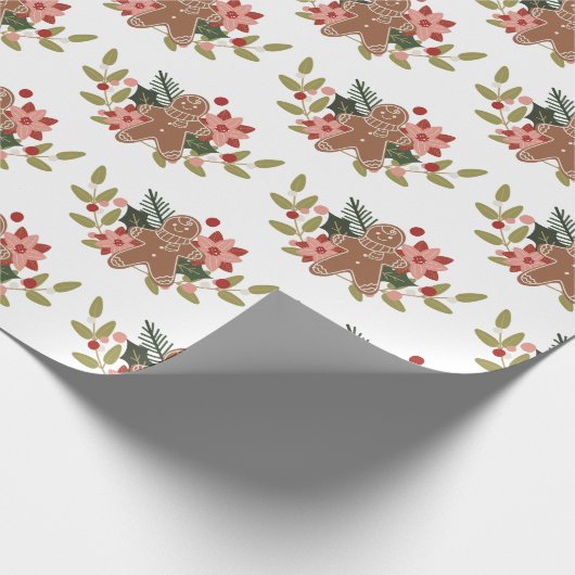 Kerst peperkoek koekje feestelijk patroon cadeaupapier (Hoek)