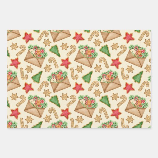 Kerst peperkoek koekjes en brieven inpakpapier vel (Voorkant 2)