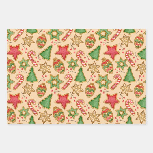 Kerst peperkoek koekjes en Ornamenten Inpakpapier Vel (Voorkant 2)