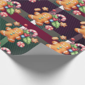 Kerst peperkoek koekjes Plaid vakantie pastel Cadeaupapier (Hoek)