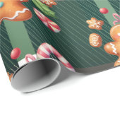 Kerst peperkoek koekjes Plaid vakantie pastel Cadeaupapier (Rol Hoek)