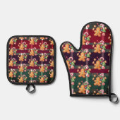 Kerst peperkoek koekjes Plaid vakantie pastel Ovenwant & Pannenlap Set (Voorkant)