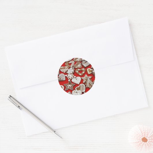 Kerst peperkoek koekjes Ronde Sticker (Envelop)