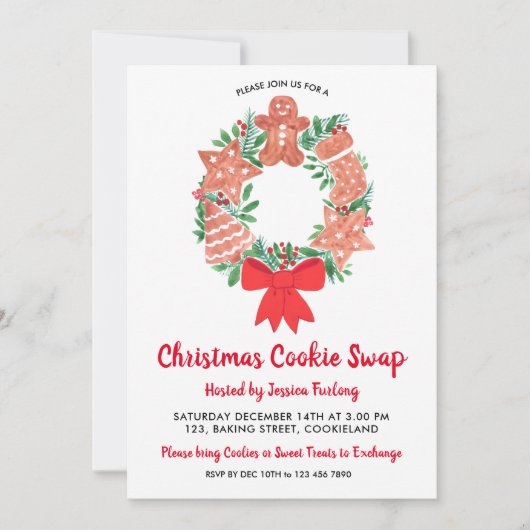 Kerst peperkoek koekjesruilfeest kaart (Voorkant)