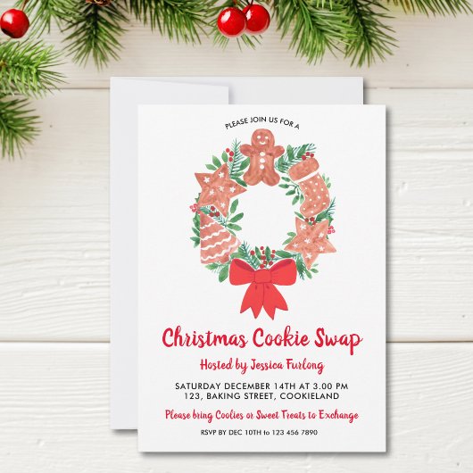 Kerst peperkoek koekjesruilfeest kaart