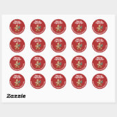 Kerst peperkoek man handgemaakt rood wit ronde sticker (Vel)
