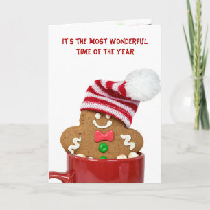 Kerst peperkoek man in rode Mok Feestdagen Kaart