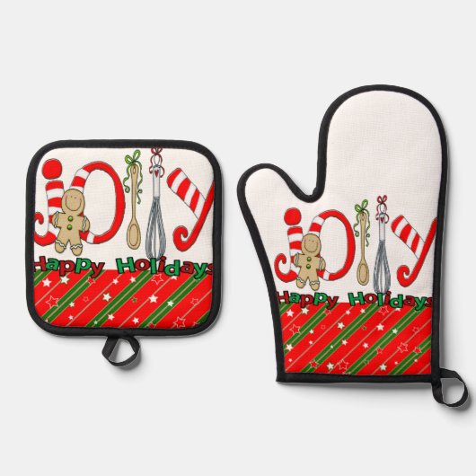 Kerst peperkoek Man Oven Mitt & Pot Houders Ovenwant & Pannenlap Set (Voorkant)