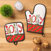 Kerst peperkoek Man Oven Mitt & Pot Houders Ovenwant & Pannenlap Set (Top down)